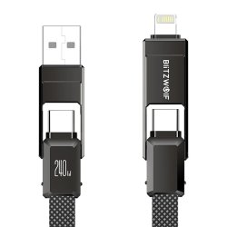 Blitzwolf BW-HDC7 4-in-1 USB C Lightning cable 240W 1.2m (black)