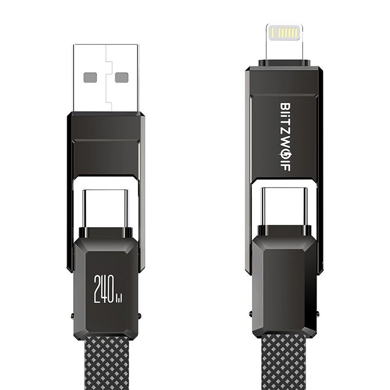 Blitzwolf BW-HDC7 4-in-1 USB C Lightning cable 240W 1.2m (black)