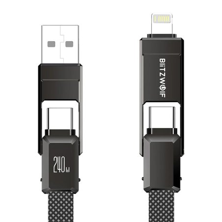 Blitzwolf BW-HDC7 4-in-1 USB C Lightning cable 240W 1.2m (black)