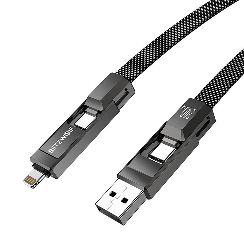 Blitzwolf BW-HDC7 4-in-1 USB C Lightning cable 240W 1.2m (black)