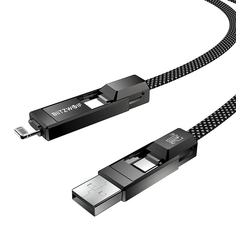 Blitzwolf BW-HDC7 4-in-1 USB C Lightning cable 240W 1.2m (black)