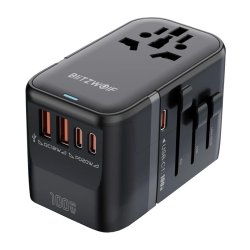 Blitzwolf BW-TA2 5-in-1 Travel Adapter 2xUSB PD 2xC QC C GaN 100W