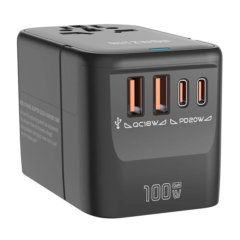 Blitzwolf BW-TA2 5-in-1 Travel Adapter 2xUSB PD 2xC QC C GaN 100W