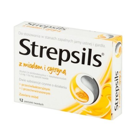 Strepsils Lozenges With Antibacterial And Antiviral Action Honey And Lemon 12 Pieces