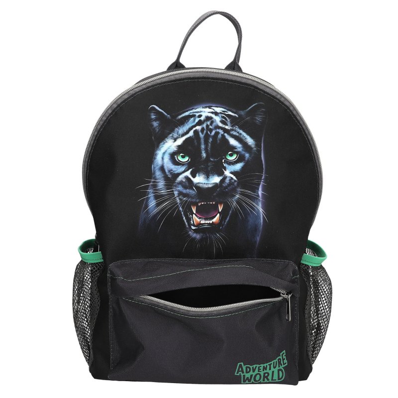 Dino World - Adventure World Backpack - Panther - Dark Grey with Vibrant Green Details