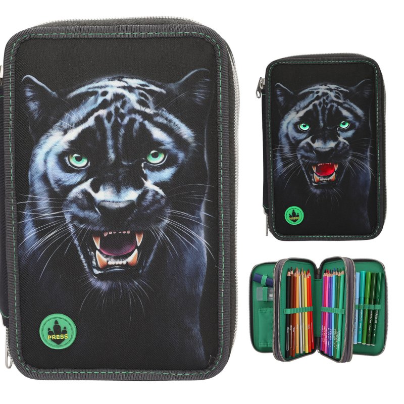 Dino World Action Adventure World Triple Pencil Case LED PANTHER