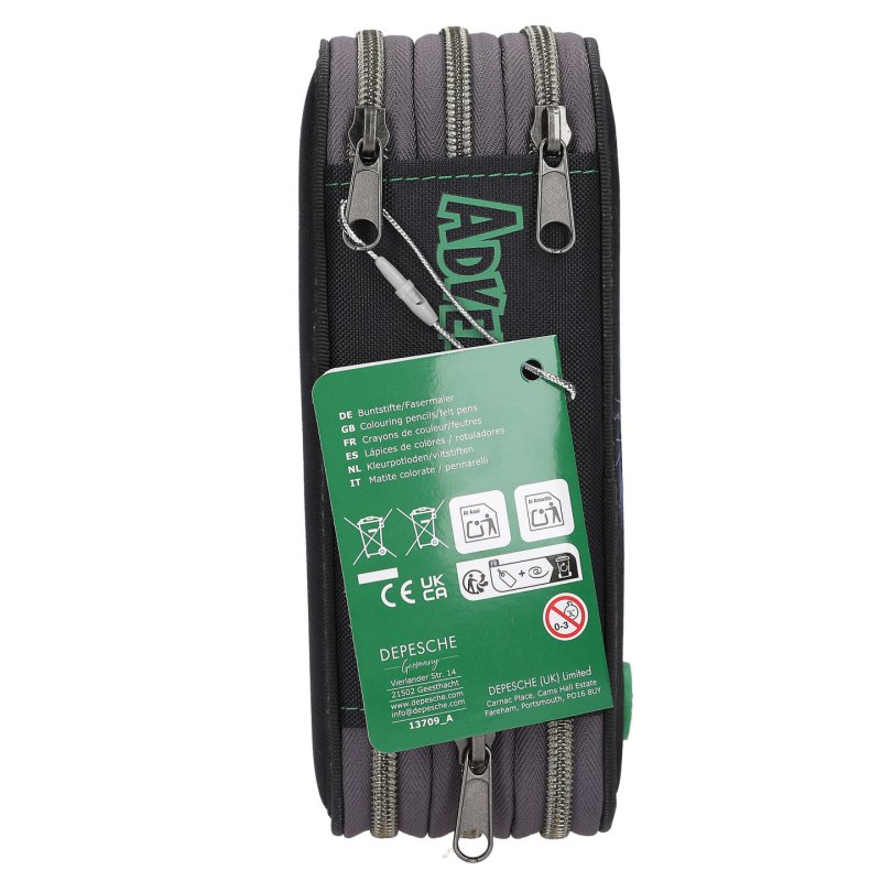 Dino World - Adventure World Triple Pencil Case LED PANTHER - Dark Grey