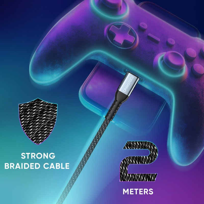 Oniverse USB-C to USB-C 100W fast charging cable - 2 meters - Black (Multiplatform)