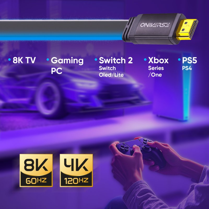Oniverse HDMI LED cable 8K 2m - Blue (Multiplatform)