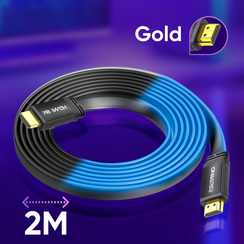 Oniverse Câble HDMI LED 8K 2m - Bleu (Multiplateforme)