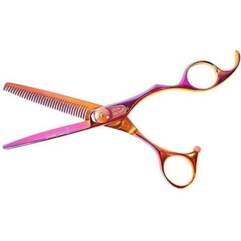 Olivia Garden SilkCut Thinner Shear European 6 35 Teeth Rainbow Edition Handcrafted with Japanese Steel - Size 6
