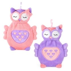 Pink or Purple 3D Plush Owl Hot Water Bottle 750ml - Warm Winter Bedroom Rubber