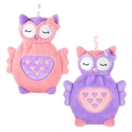 Pink or Purple 3D Plush Owl Hot Water Bottle 750ml - Warm Winter Bedroom Rubber