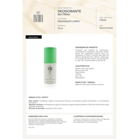 Sali Di Ischia Sea Fresh Deodorant 75ml - Regulates Sweating and Counteracts