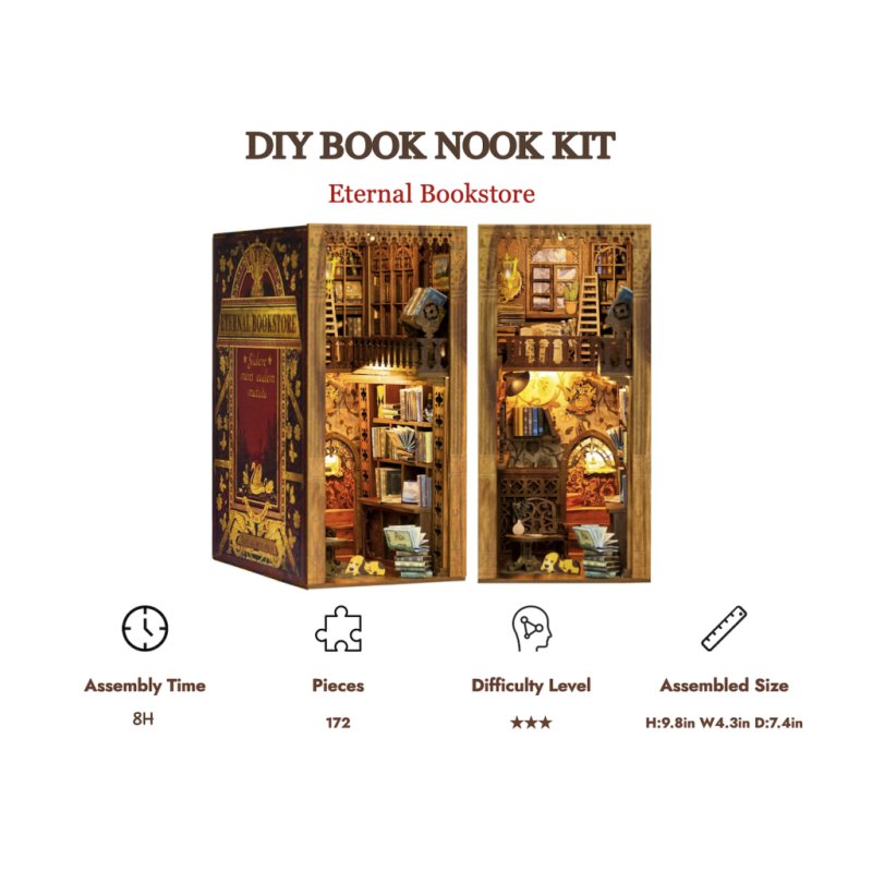 BOOK NOOK KIT - DIY - La Librairie Eternelle - 172pc Eclairage LED