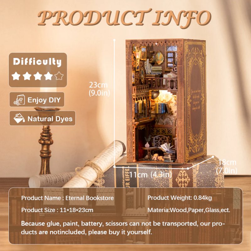 BOOK NOOK KIT - DIY - La Librairie Eternelle - 172pc Eclairage LED