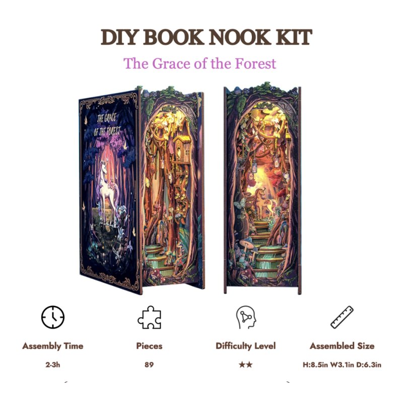 BOOK NOOK KIT - DIY - La Grâce de la Forêt - 89pc Eclairage LED