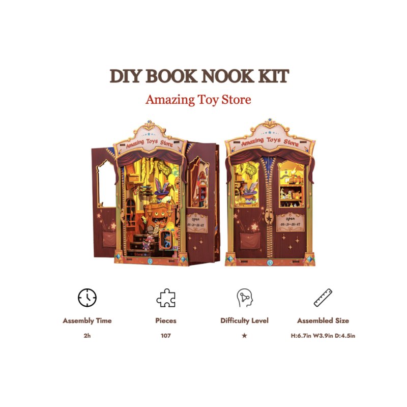 BOOK NOOK KIT - DIY - Magasin de Jouets - 107pc Eclairage LED