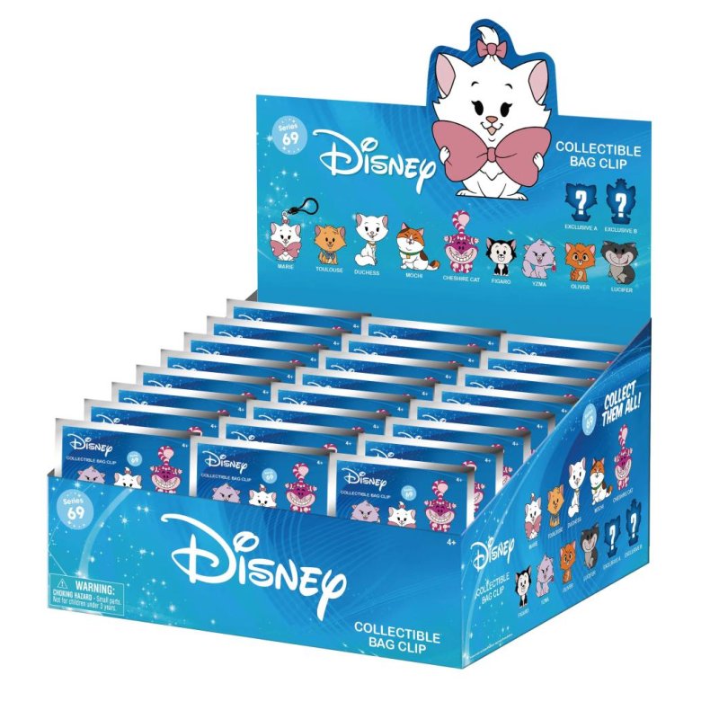 DISNEY CATS - Series 69 - 3D Foam Bag Clip (Display 24 Pcs)