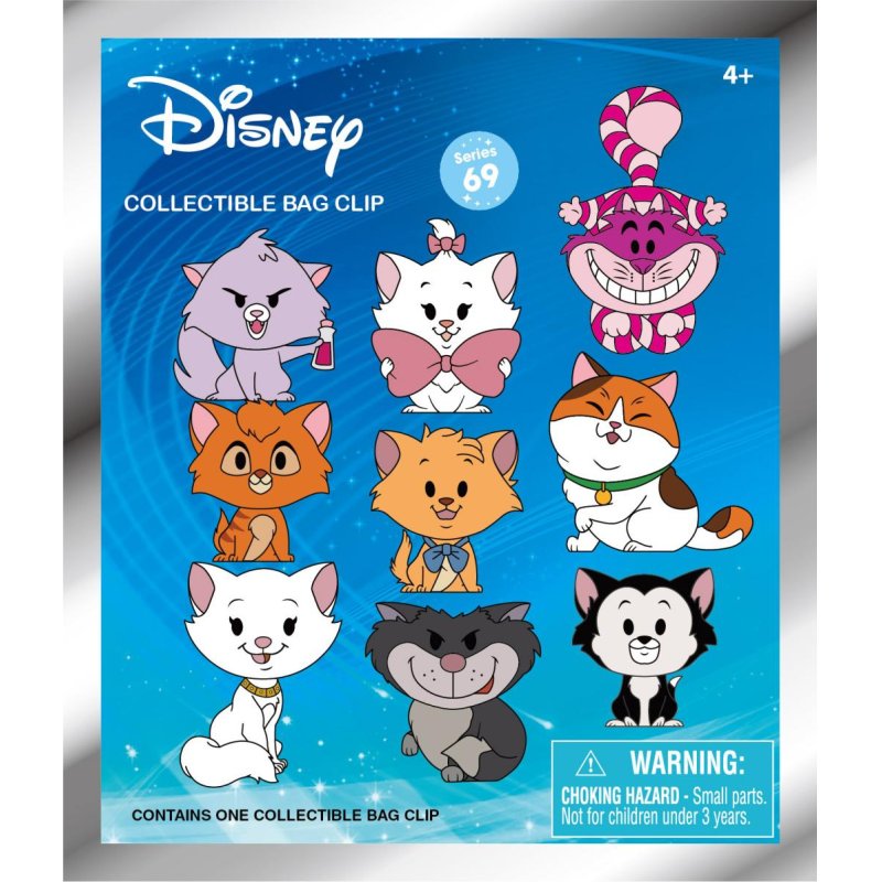 DISNEY CATS - Series 69 - 3D Foam Bag Clip (Display 24 Pcs)