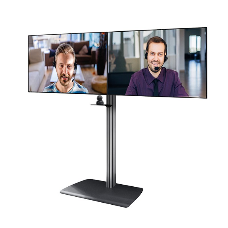 B-Tech SYSTEM X - Universal Twin Screen VC Stand (VESA 600 x 400) - 1.8m