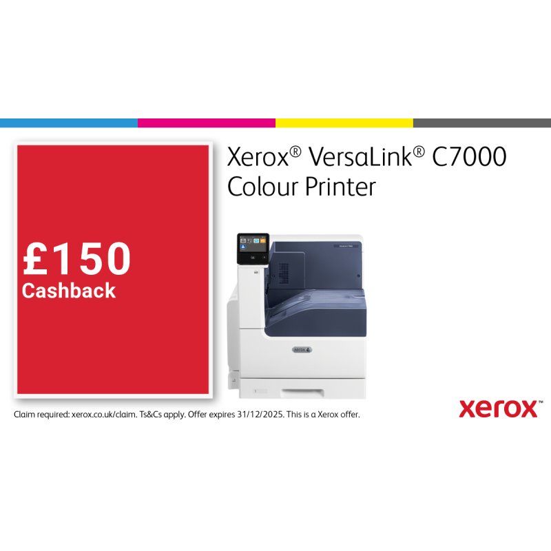 Xerox VersaLink C7000 A3 35/35 ppm Duplex Printer Adobe PS3 PCL5e/6 2 Trays Total 620 sheets