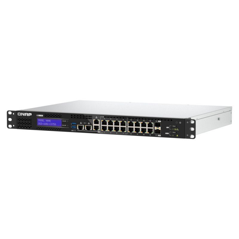 QNAP QGD-1602-C3758-16G commutateur réseau Géré L2 2.5G Ethernet (100/1000/2500) Noir, Gris