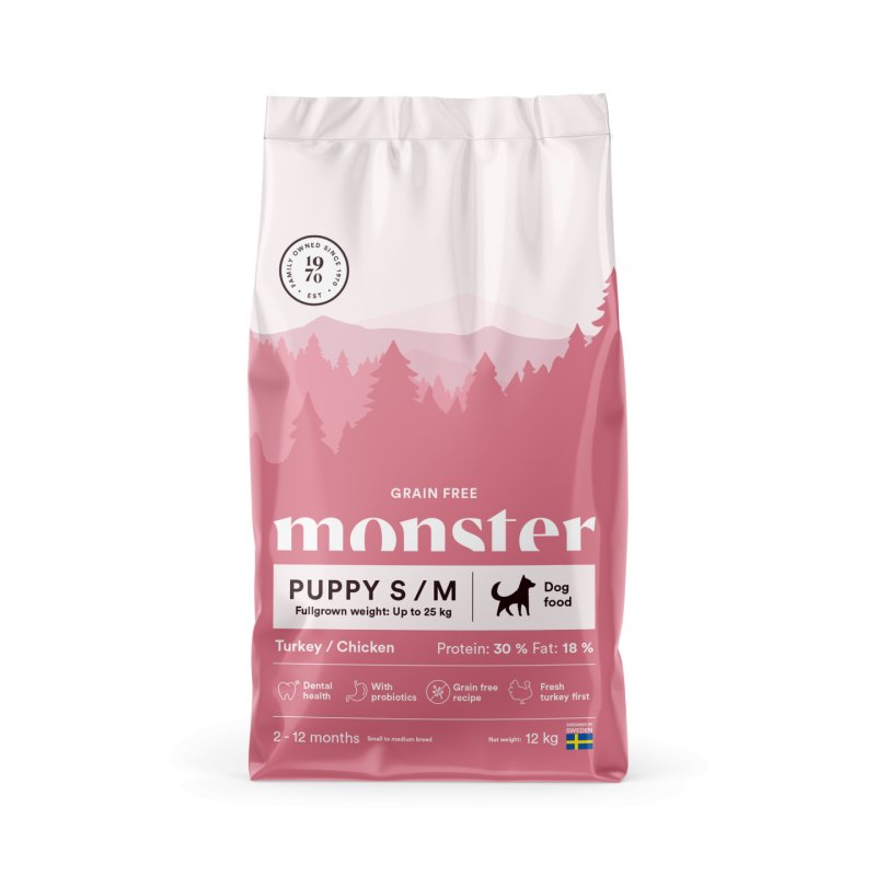 Monster Pet Food - Dog Grain Free Puppy S/M - Turkey/Chicken - 12 kg