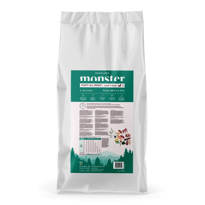 Monster Pet Food - Dog Grain Free Puppy All Breed - Lamb/Duck - 17 kg