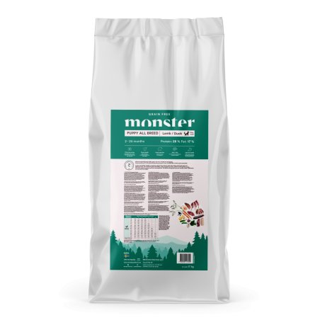 Monster Pet Food - Dog Grain Free Puppy All Breed - Lamb/Duck - 17 kg