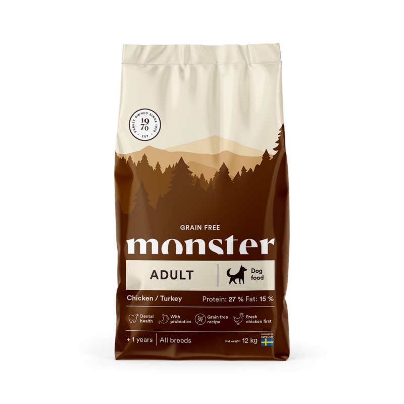 Monster Pet Food - Dog Grain Free Adult Chicken/Turkey - 12 kg