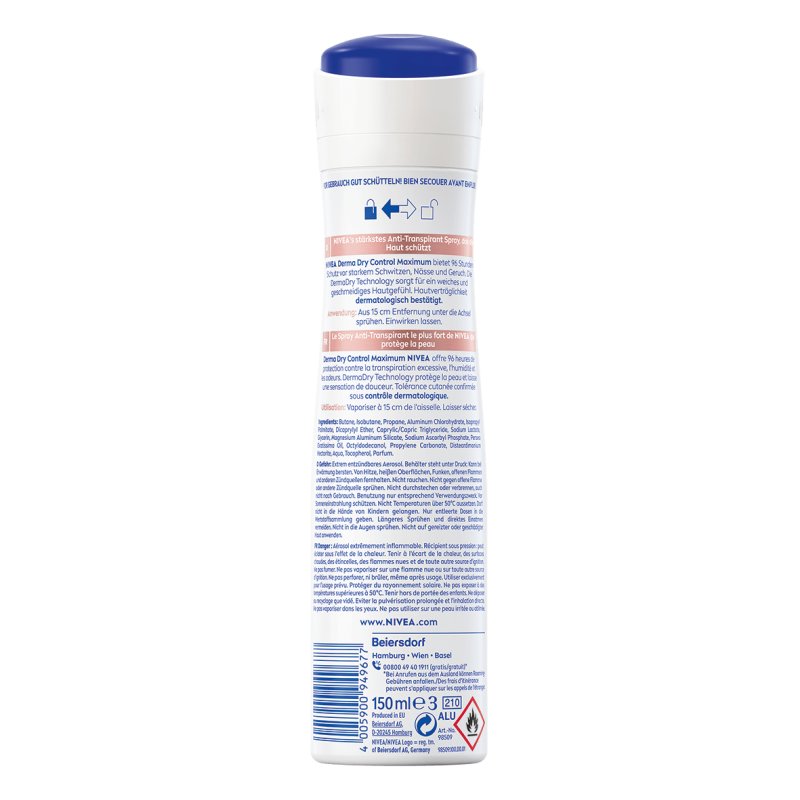 NIVEA Derma Dry Control Maximum Femmes Déodorant spray 150 ml 1 pièce(s)