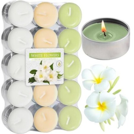 Scented Tealights 30 Set White Flower Scented Candles Tealights