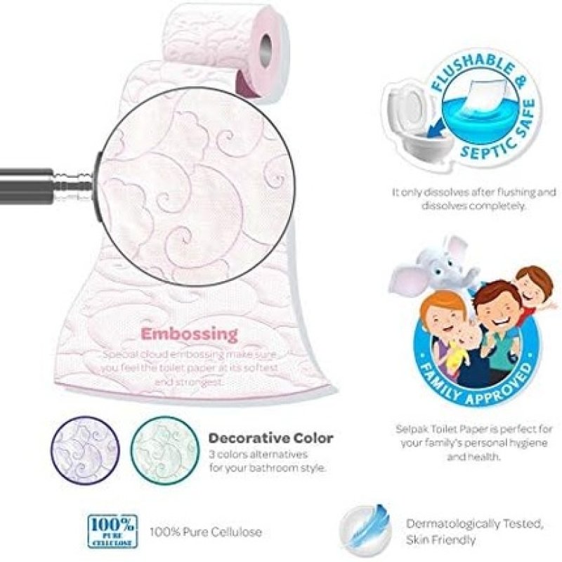 Selpak Powder Scented Toilet Paper 3-Ply - Pack of 4 Rolls