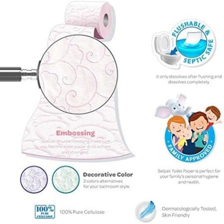 Selpak Powder Scented Toilet Paper 3-Ply - Pack of 4 Rolls