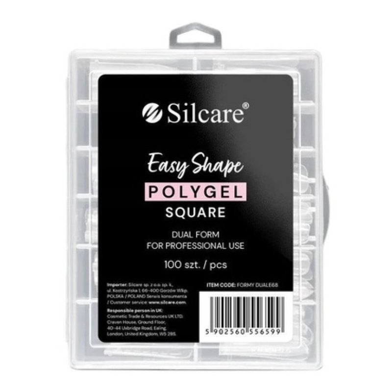 Silcare Dual Forms For Acrylic Gel Clear Square - 100 Pieces