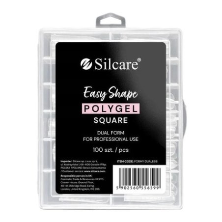 Silcare Dual Forms For Acrylic Gel Clear Square - 100 Pieces