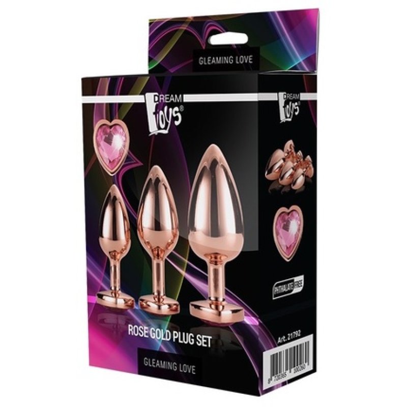 Dream Toys Gleaming Love Anal Plug Rose Gold 3 Pieces