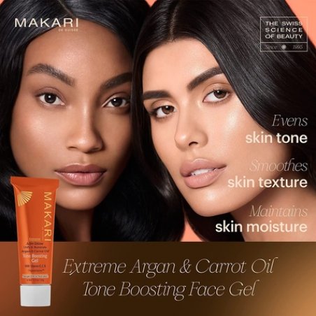 Makari Extreme Carrot & Argan Oil Facial Toning Gel 1.0oz Lightening Brightening & Tightening Gel with Organiclarine -