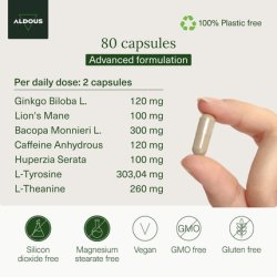 Natural Nootropic Supplement 80 Capsules 800mg