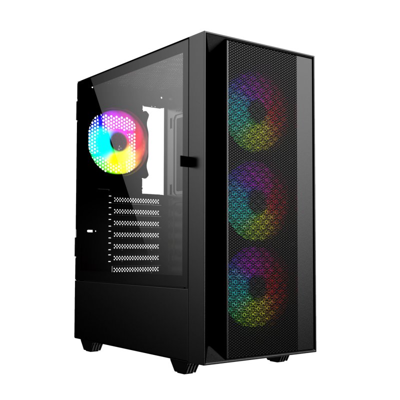 Gembird Fornax 4000 ARGB gaming ATX computer case Midi Tower backlight Black