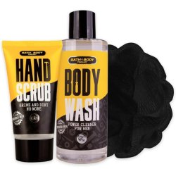 Accentra Bath Body Toolkit Gift Set for Men in Thermal Bag - 200ml Shower Gel, 50ml Hand Scrub, and Net Sponge