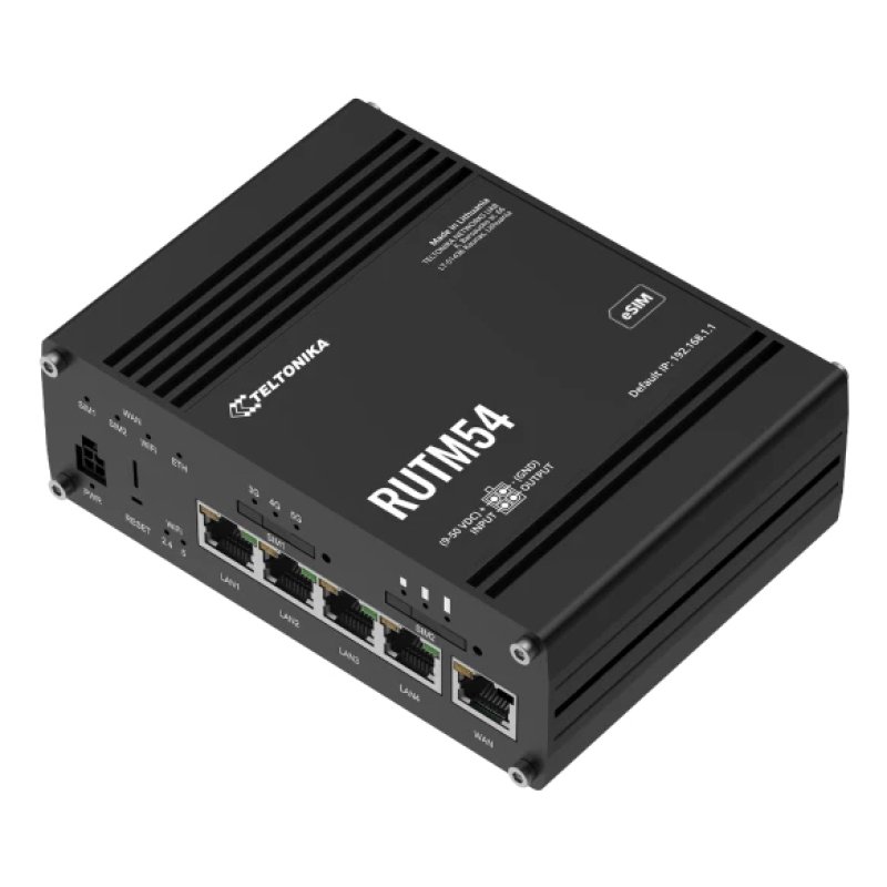 Teltonika RUTM54 routeur sans fil Gigabit Ethernet Bi-bande (2,4 GHz / 5 GHz) 5G Noir