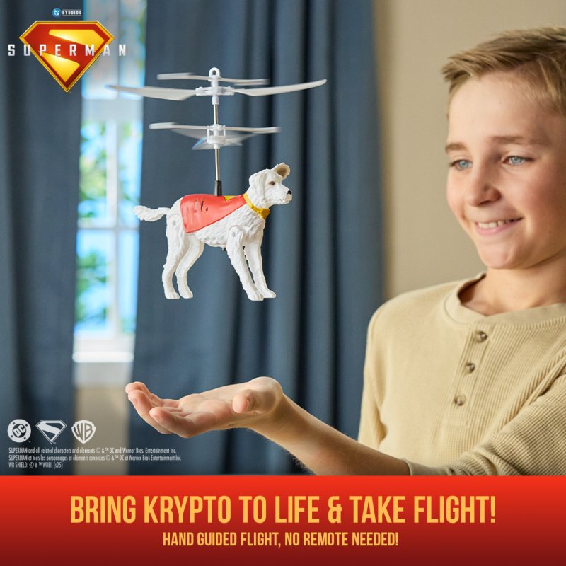 DC Comics, SUPERMAN Up in the Sky! Flying Krypto, RC Toys and Remote Control Toys for Kids, 7.5-Inch Hovering Superdog,