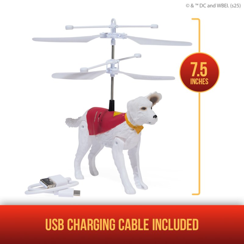 DC Comics, SUPERMAN Up in the Sky! Flying Krypto, RC Toys and Remote Control Toys for Kids, 7.5-Inch Hovering Superdog,