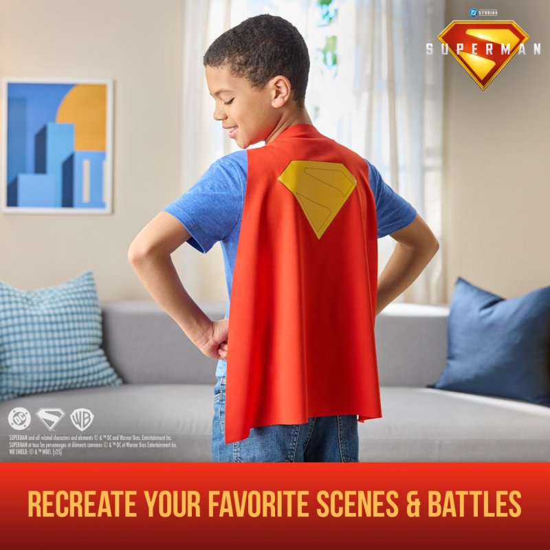 DC Comics , SUPERMAN Power Cape Set, Super Heroes Halloween Costume for Kids with Iconic Chest Plate, Dress-Up and