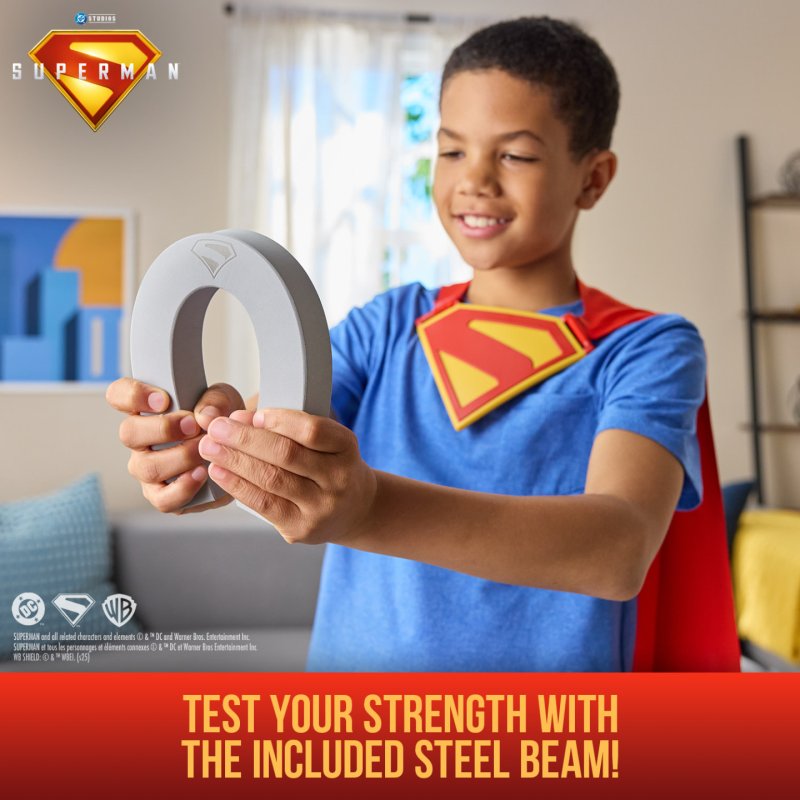 DC Comics , SUPERMAN Power Cape Set, Super Heroes Halloween Costume for Kids with Iconic Chest Plate, Dress-Up and