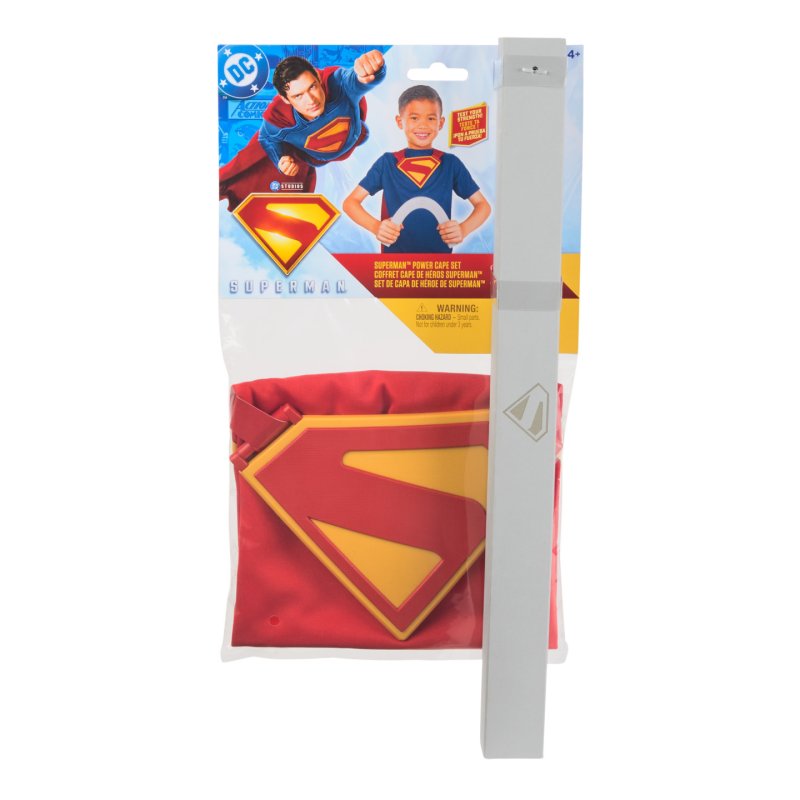 DC Comics , SUPERMAN Power Cape Set, Super Heroes Halloween Costume for Kids with Iconic Chest Plate, Dress-Up and