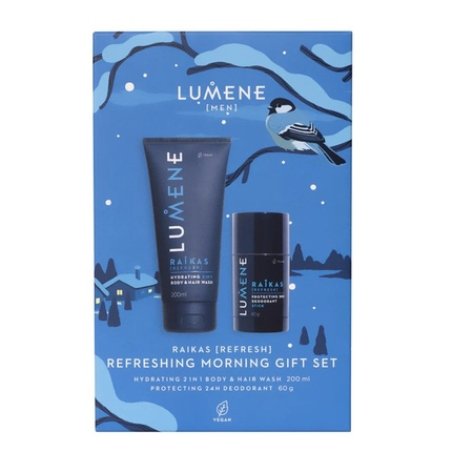 Lumene Raikas Refreshing Morning Gift Set Body & Hair Wash Gel 200ml Deodorant Stick 60g