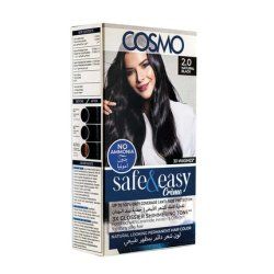 Cosmo Cosmetics Safe & Easy Cream No Ammonia Permanent Hair Color Kit Natural Black 20